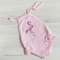 Pelele flamingo tejido para bebe de algodón